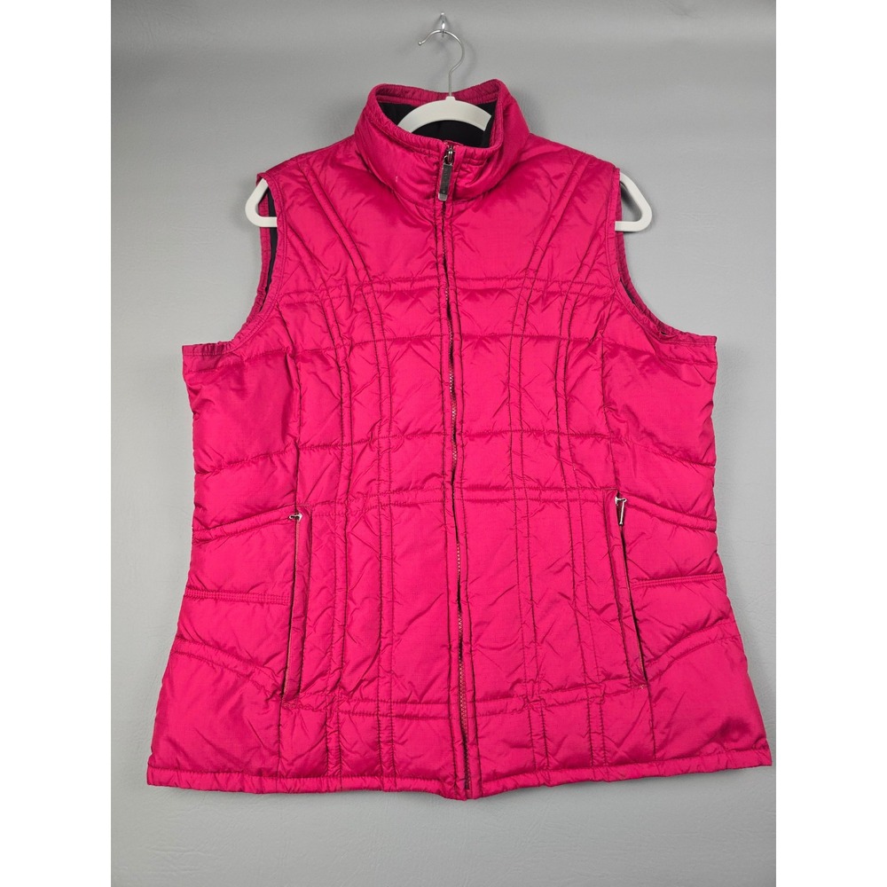 Woolrich Womens Raspberry Pink Quilted Puffer Vest Size L Full Zip Mock Neck